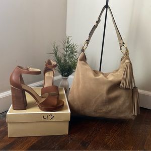 Michael Kors Suede Hobo and Heeled sandals bundle